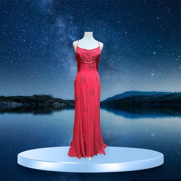 Showtime Collection Dresses & Skirts - Vintage 90s Womens Evening Gown Size 10 Silk Hand Beaded Built In Bra firm price